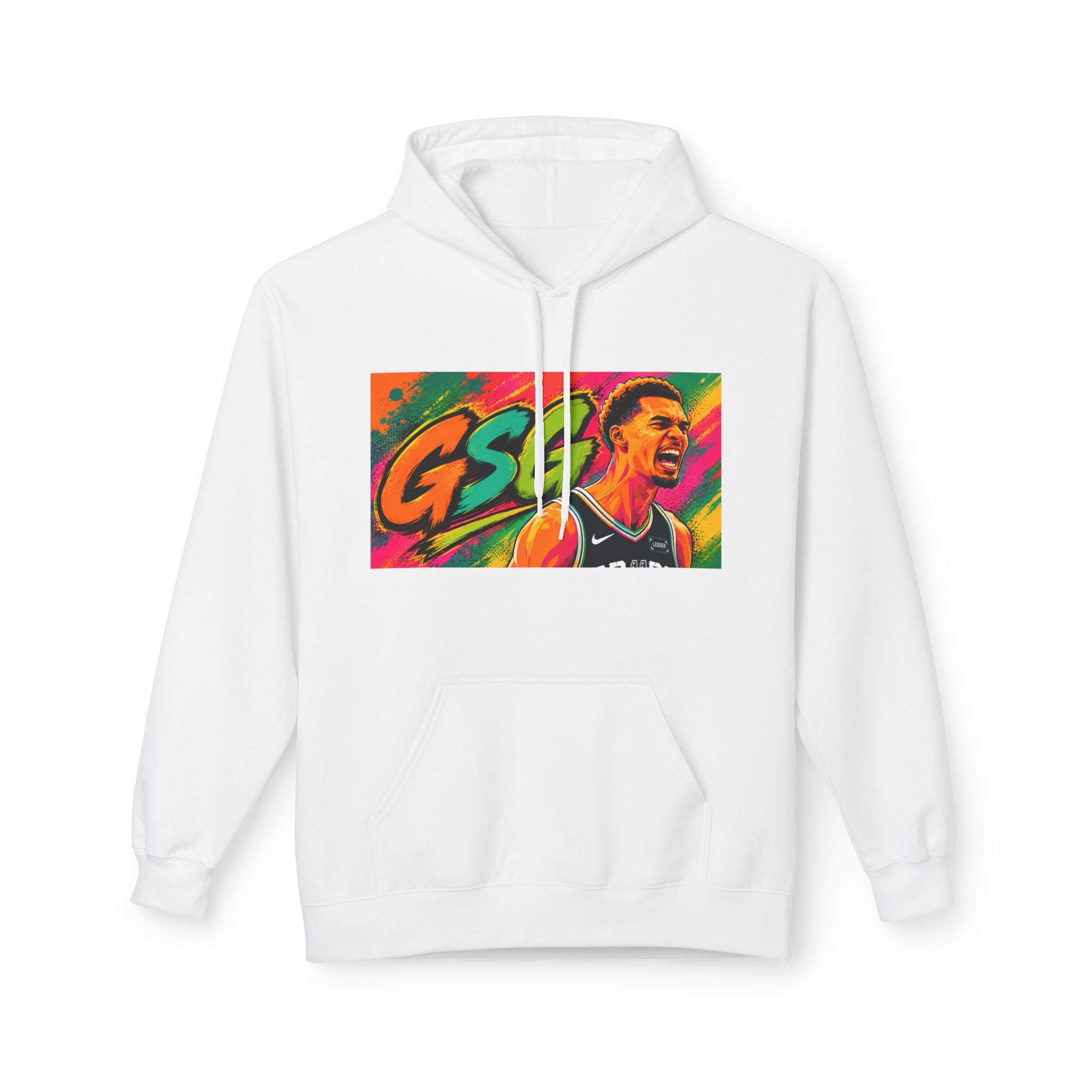 GSW Basketball Player Portrait Hoodie — Vibrant Team Fan Pullover