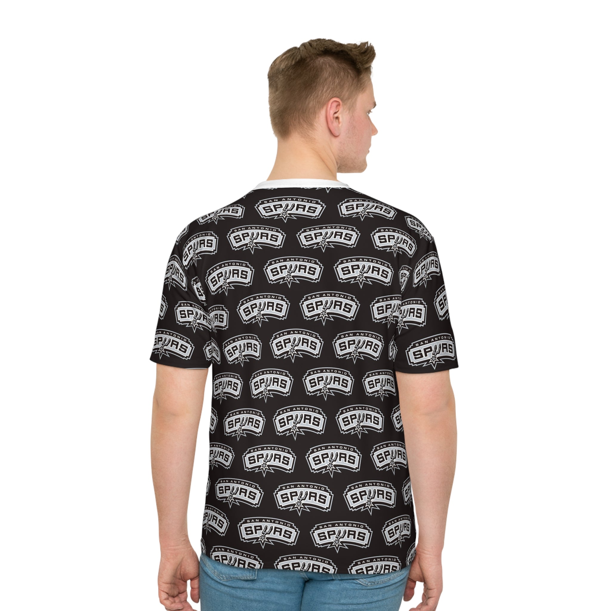 Spurs Cartoon Mascot All-Over Print Tee — Men's Graphic T-Shirt
