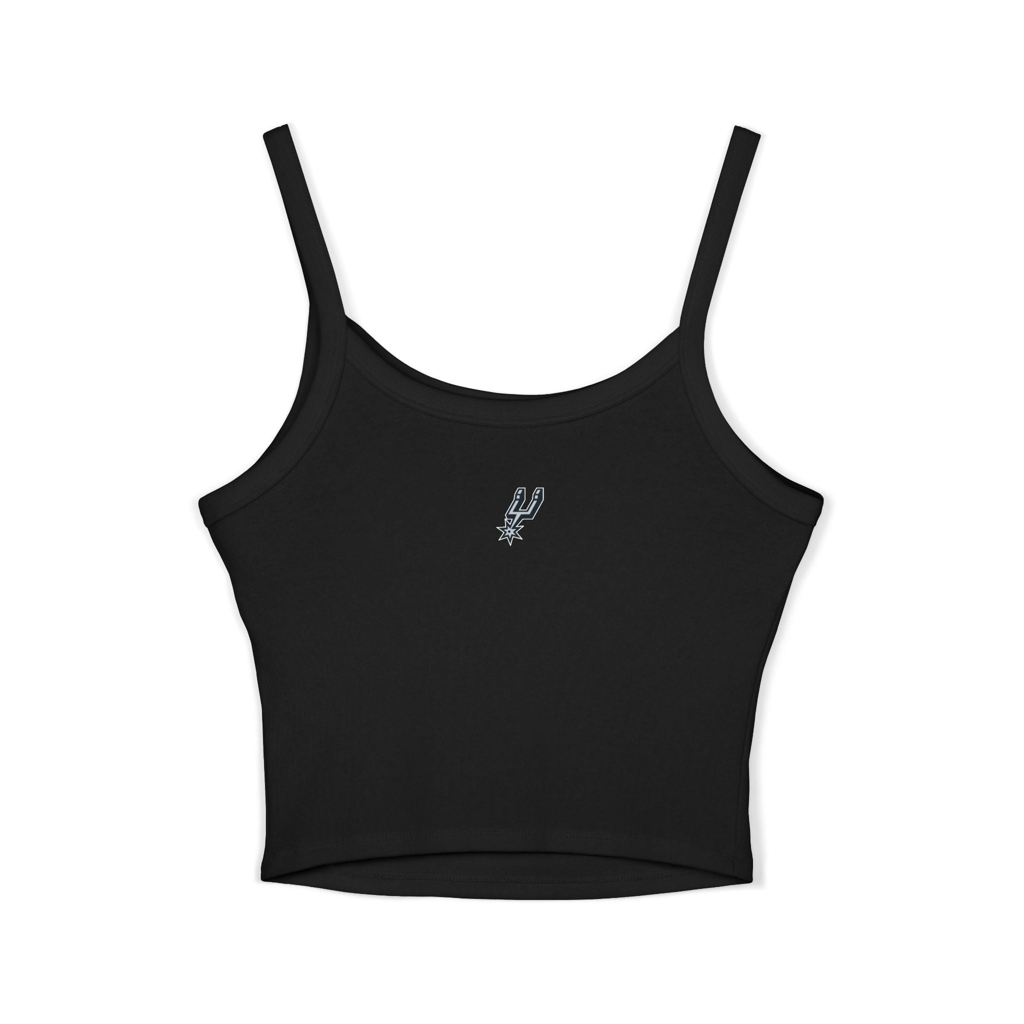 Women's Spaghetti Strap Tank Top — Minimalist Small Face Graphic Cropped Tank