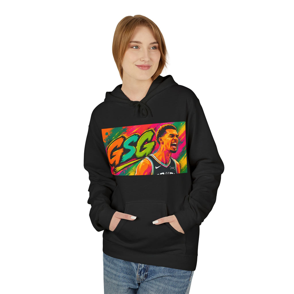 GSW Basketball Player Portrait Hoodie — Vibrant Team Fan Pullover