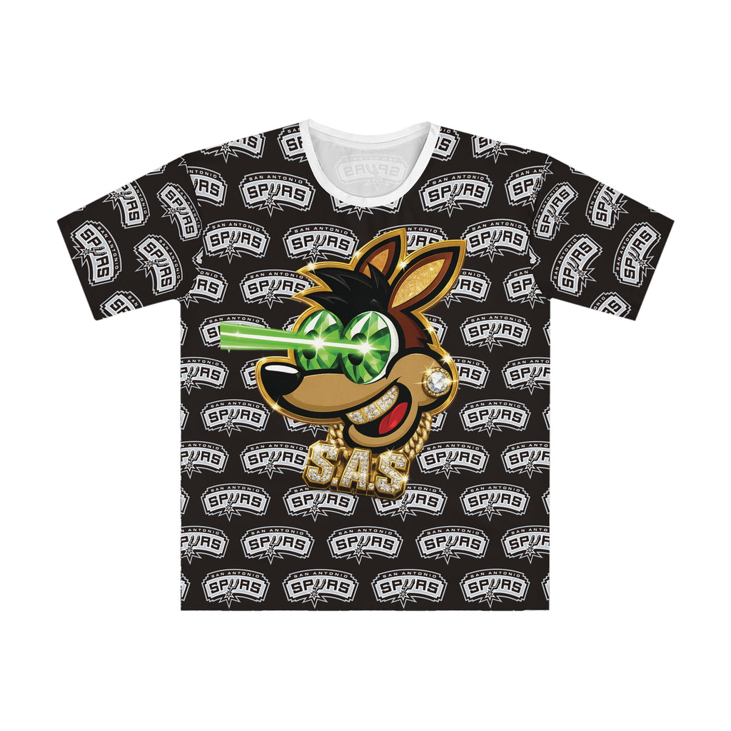 Spurs Cartoon Mascot All-Over Print Tee — Men's Graphic T-Shirt