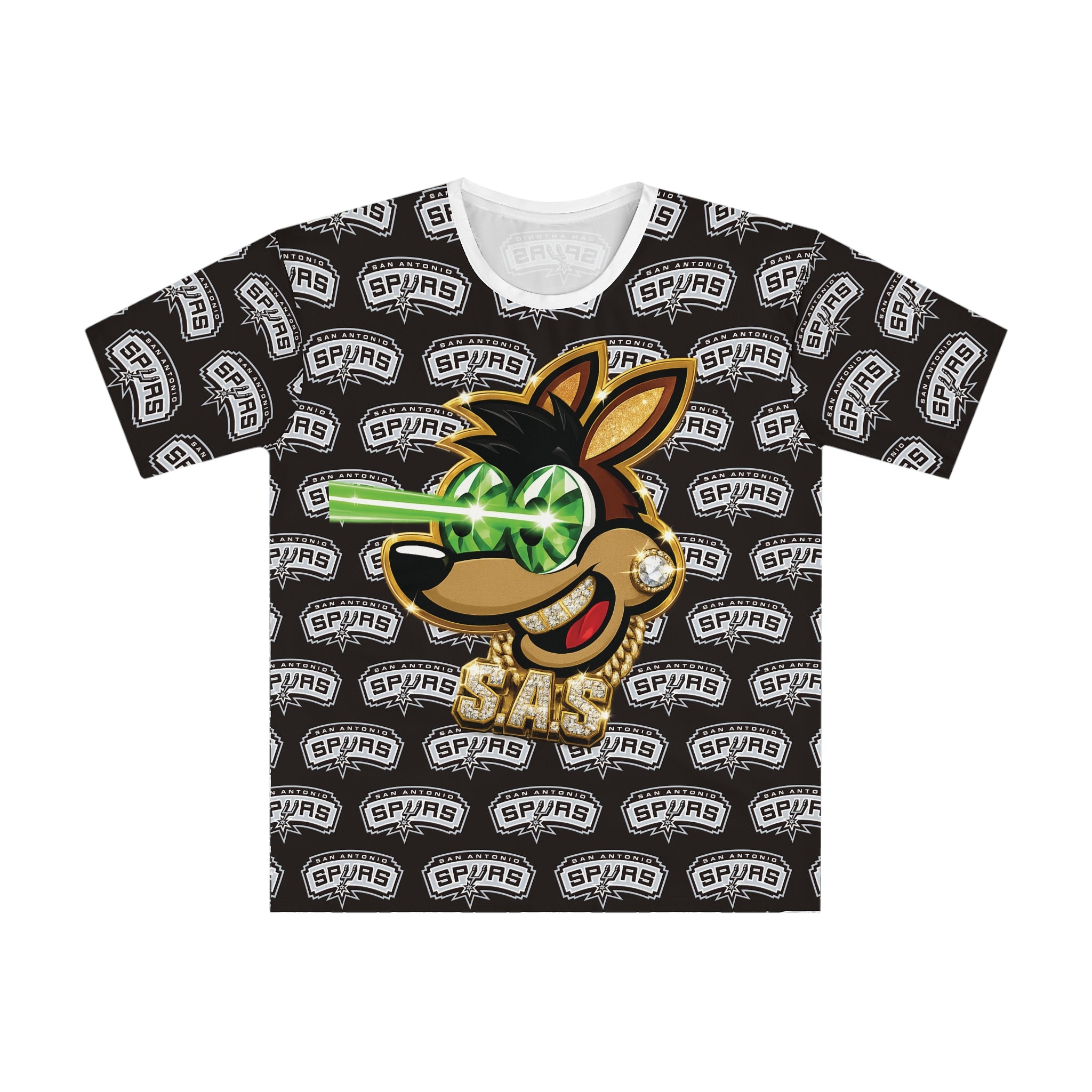 Spurs Cartoon Mascot All-Over Print Tee — Men's Graphic T-Shirt