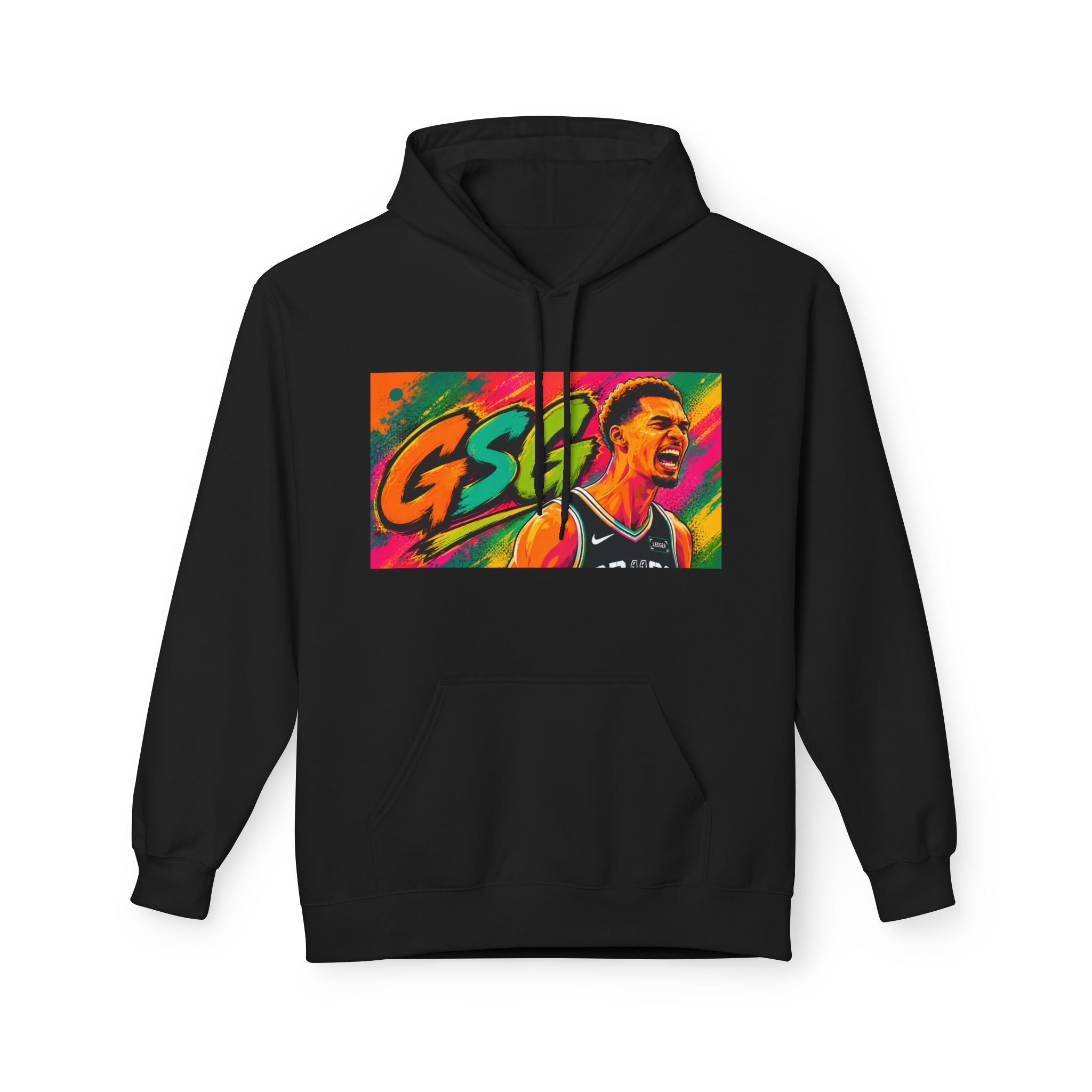 GSW Basketball Player Portrait Hoodie — Vibrant Team Fan Pullover
